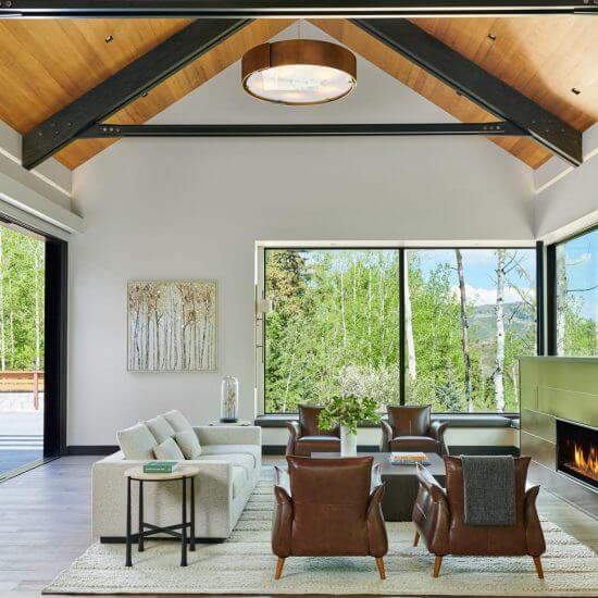 Vellum Architects Living Room View Pine Crest Snowmass Modern